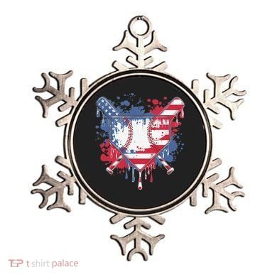 USA Flag Baseball Ice Cream Drip Baseball Home Plate Drip Ornament