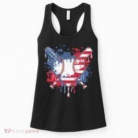 USA Flag Baseball Ice Cream Drip Baseball Home Plate Drip Women's Tank Top thumb 0