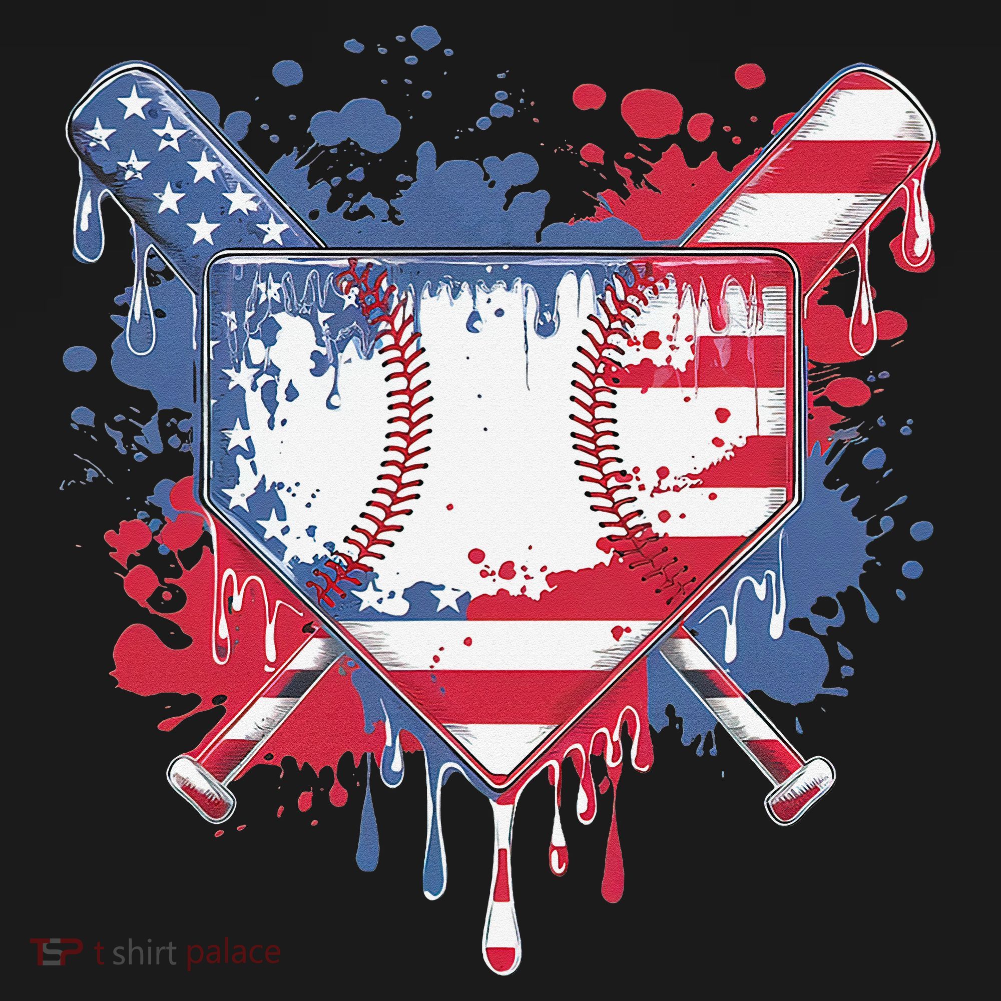 USA Flag Baseball Ice Cream Drip Baseball Home Plate Drip Women's Tank Top