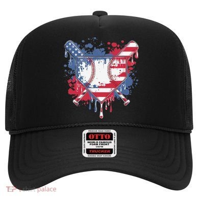 USA Flag Baseball Ice Cream Drip Baseball Home Plate Drip Hat