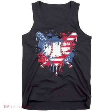 USA Flag Baseball Ice Cream Drip Baseball Home Plate Drip Tank Top
