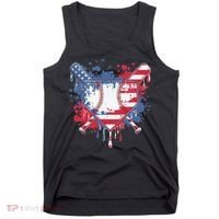 USA Flag Baseball Ice Cream Drip Baseball Home Plate Drip Tank Top thumb 0