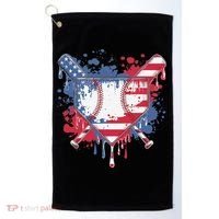 USA Flag Baseball Ice Cream Drip Baseball Home Plate Drip Golf Towel thumb 0