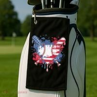 USA Flag Baseball Ice Cream Drip Baseball Home Plate Drip Golf Towel thumb 2