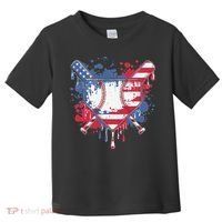 USA Flag Baseball Ice Cream Drip Baseball Home Plate Drip Toddler T-Shirt thumb 0
