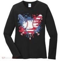 USA Flag Baseball Ice Cream Drip Baseball Home Plate Drip Women's Long Sleeve Shirt thumb 0