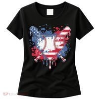 USA Flag Baseball Ice Cream Drip Baseball Home Plate Drip Women's T-Shirt thumb 0