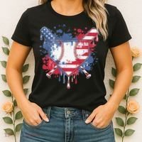 USA Flag Baseball Ice Cream Drip Baseball Home Plate Drip Women's T-Shirt thumb 2
