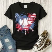 USA Flag Baseball Ice Cream Drip Baseball Home Plate Drip Women's T-Shirt thumb 3