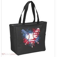 USA Flag Baseball Ice Cream Drip Baseball Home Plate Drip Tote Bag thumb 2