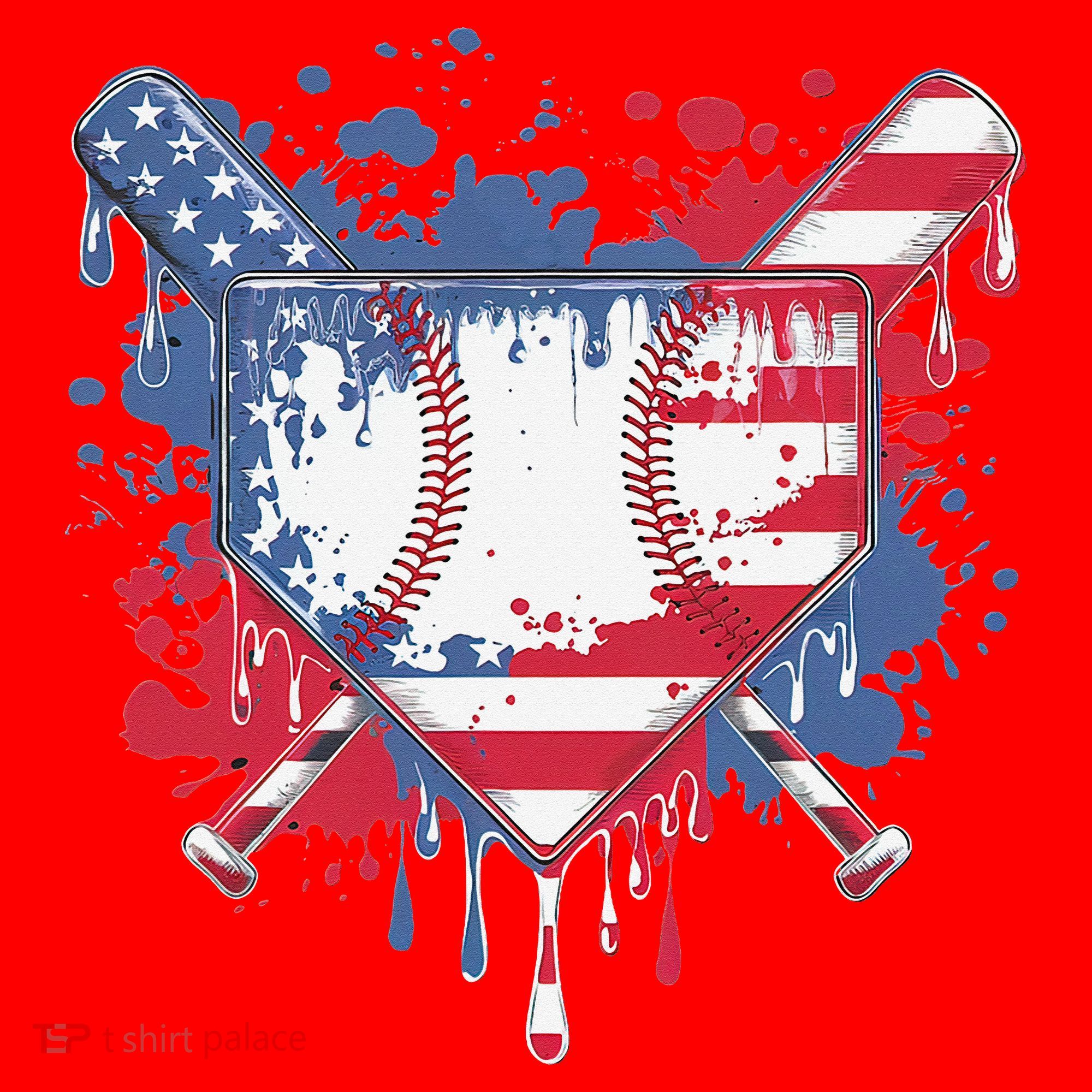 USA Flag Baseball Ice Cream Drip Baseball Home Plate Drip Santa Hat