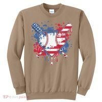 USA Flag Baseball Ice Cream Drip Baseball Home Plate Drip Sweatshirt thumb 0
