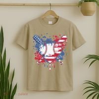 USA Flag Baseball Ice Cream Drip Baseball Home Plate Drip T-Shirt thumb 2
