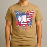USA Flag Baseball Ice Cream Drip Baseball Home Plate Drip T-Shirt thumb 3