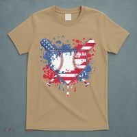 USA Flag Baseball Ice Cream Drip Baseball Home Plate Drip T-Shirt thumb 5