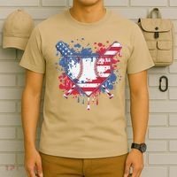 USA Flag Baseball Ice Cream Drip Baseball Home Plate Drip T-Shirt thumb 6