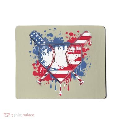 USA Flag Baseball Ice Cream Drip Baseball Home Plate Drip Mousepad