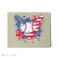 USA Flag Baseball Ice Cream Drip Baseball Home Plate Drip Mousepad thumb 0