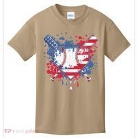 USA Flag Baseball Ice Cream Drip Baseball Home Plate Drip Kids T-Shirt thumb 0