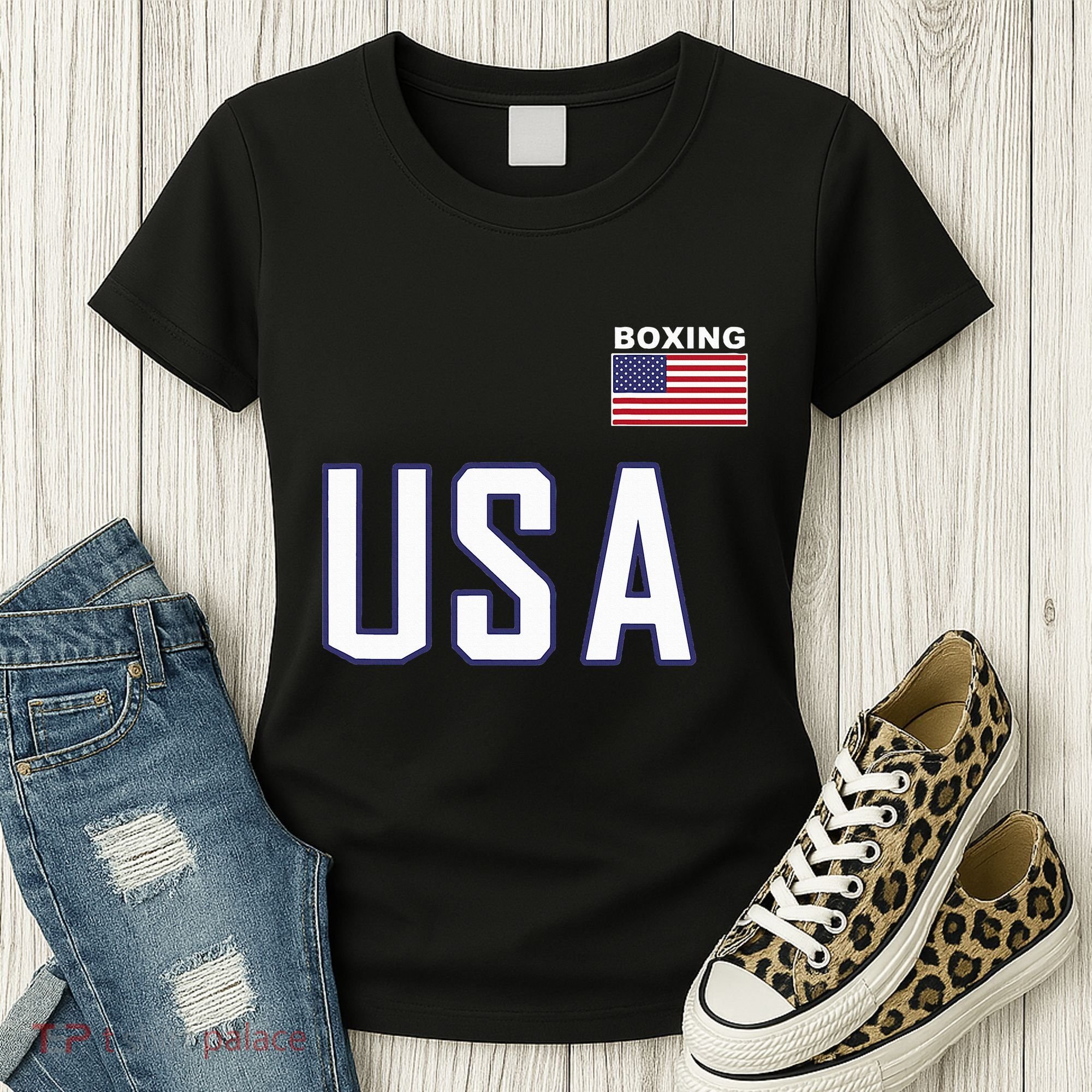 Usa Flag Boxing Cool Boxer Training Equipment Women's T-Shirt