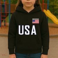 Usa Flag Boxing Cool Boxer Training Equipment Kids Hoodie thumb 3