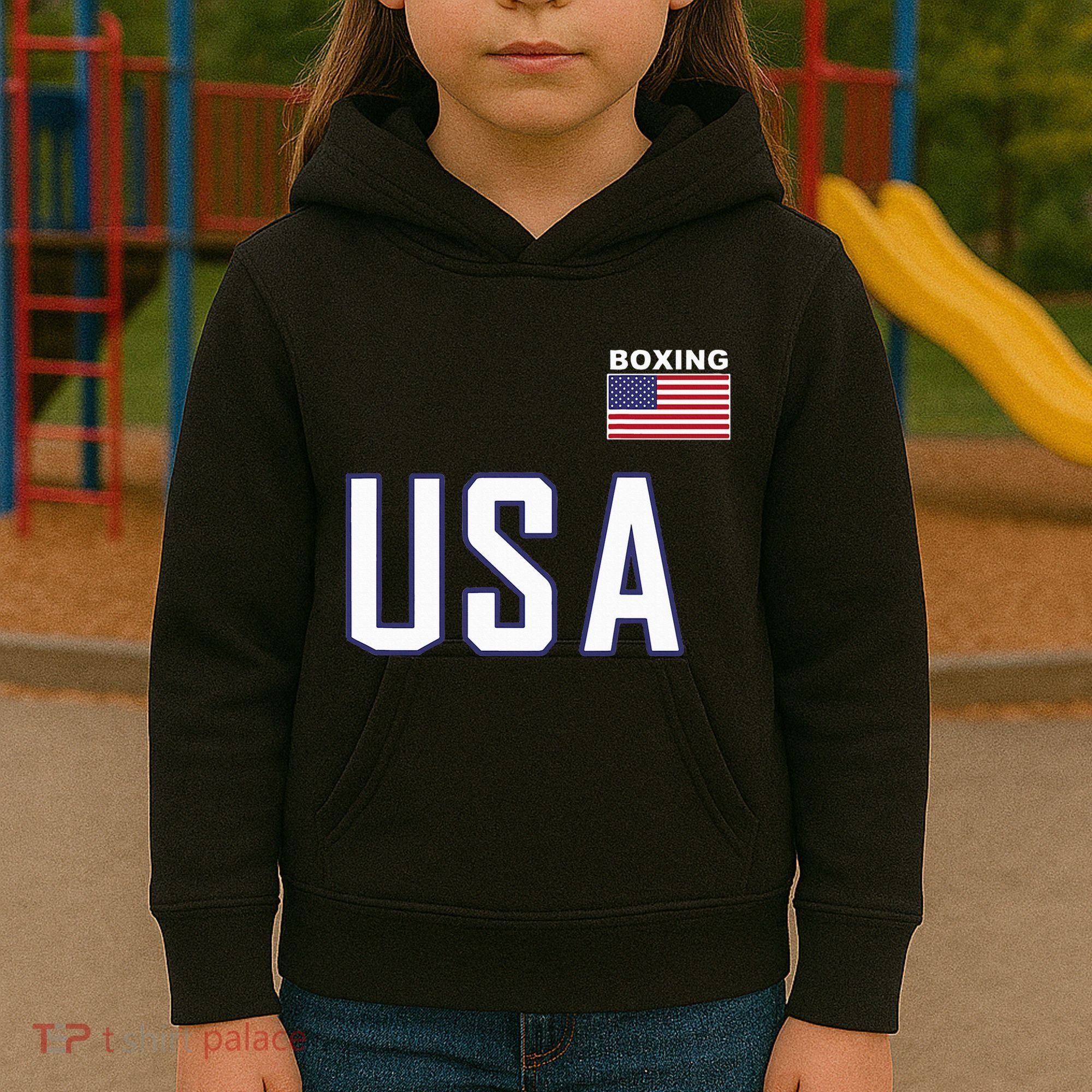 Usa Flag Boxing Cool Boxer Training Equipment Kids Hoodie