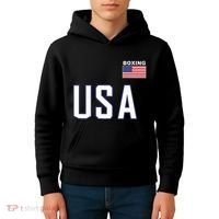 Usa Flag Boxing Cool Boxer Training Equipment Kids Hoodie thumb 4