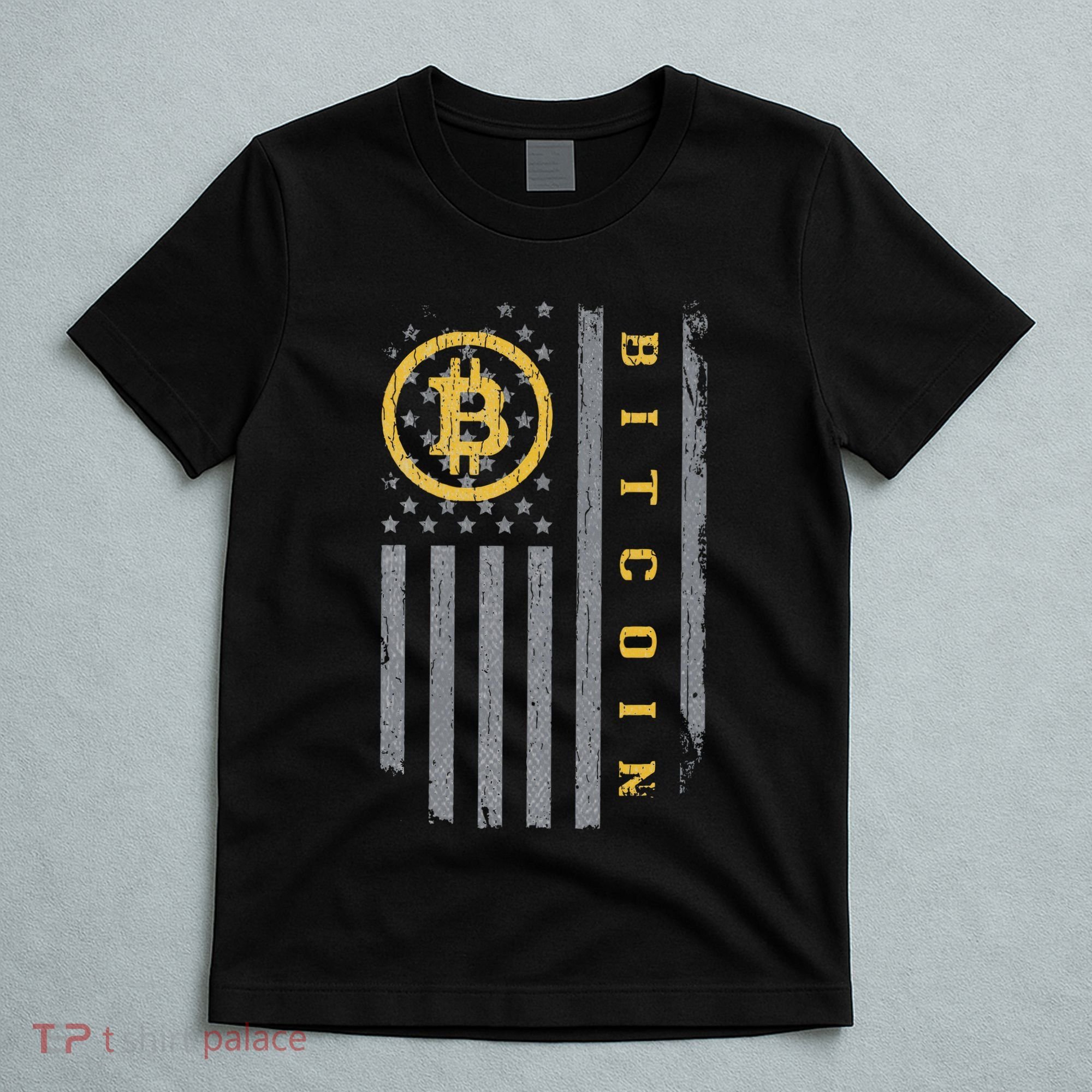 Usa Flag Bitcoin Distressed Digital Currency Btc Crypto Coin T-Shirt