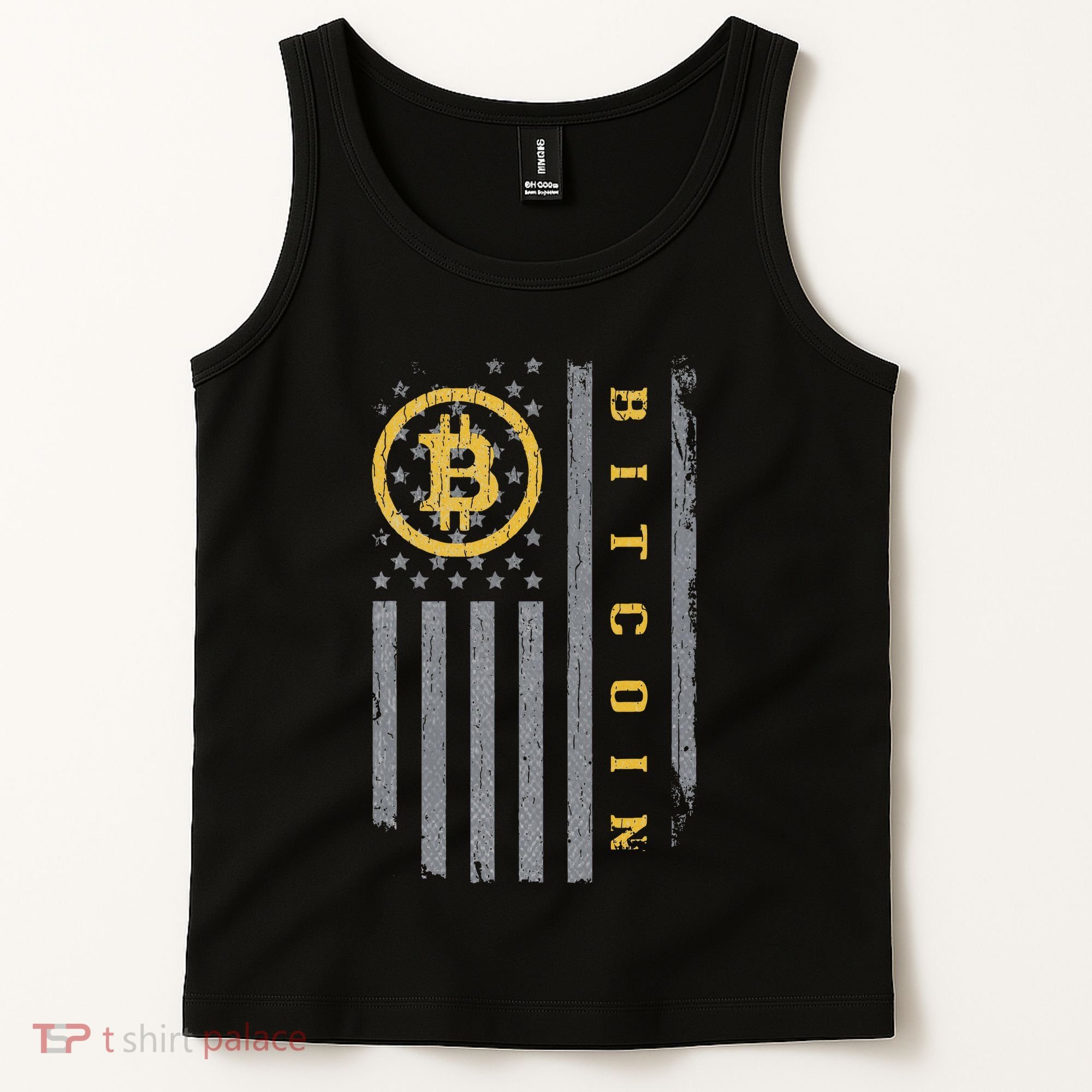 Usa Flag Bitcoin Distressed Digital Currency Btc Crypto Coin Tank Top