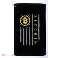 Usa Flag Bitcoin Distressed Digital Currency Btc Crypto Coin Golf Towel thumb 0