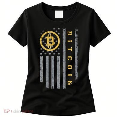 Usa Flag Bitcoin Distressed Digital Currency Btc Crypto Coin Women's T-Shirt