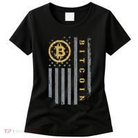 Usa Flag Bitcoin Distressed Digital Currency Btc Crypto Coin Women's T-Shirt thumb 0