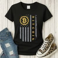 Usa Flag Bitcoin Distressed Digital Currency Btc Crypto Coin Women's T-Shirt thumb 3