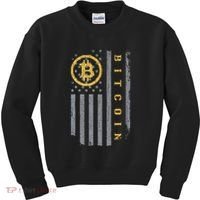 Usa Flag Bitcoin Distressed Digital Currency Btc Crypto Coin Kids Sweatshirt thumb 0