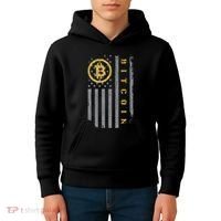 Usa Flag Bitcoin Distressed Digital Currency Btc Crypto Coin Kids Hoodie thumb 4