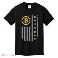 Usa Flag Bitcoin Distressed Digital Currency Btc Crypto Coin Kids T-Shirt thumb 0