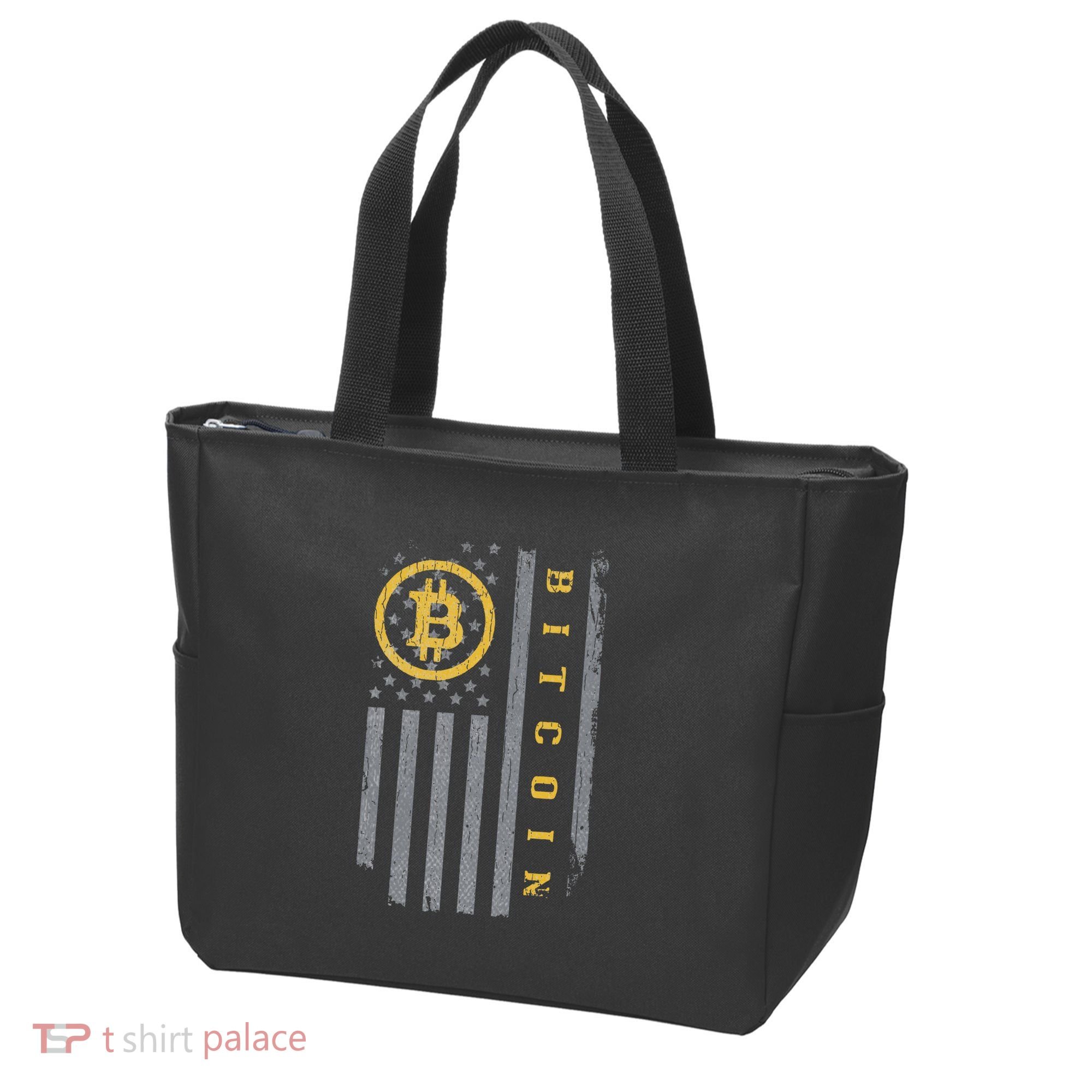 Usa Flag Bitcoin Distressed Digital Currency Btc Crypto Coin Tote Bag