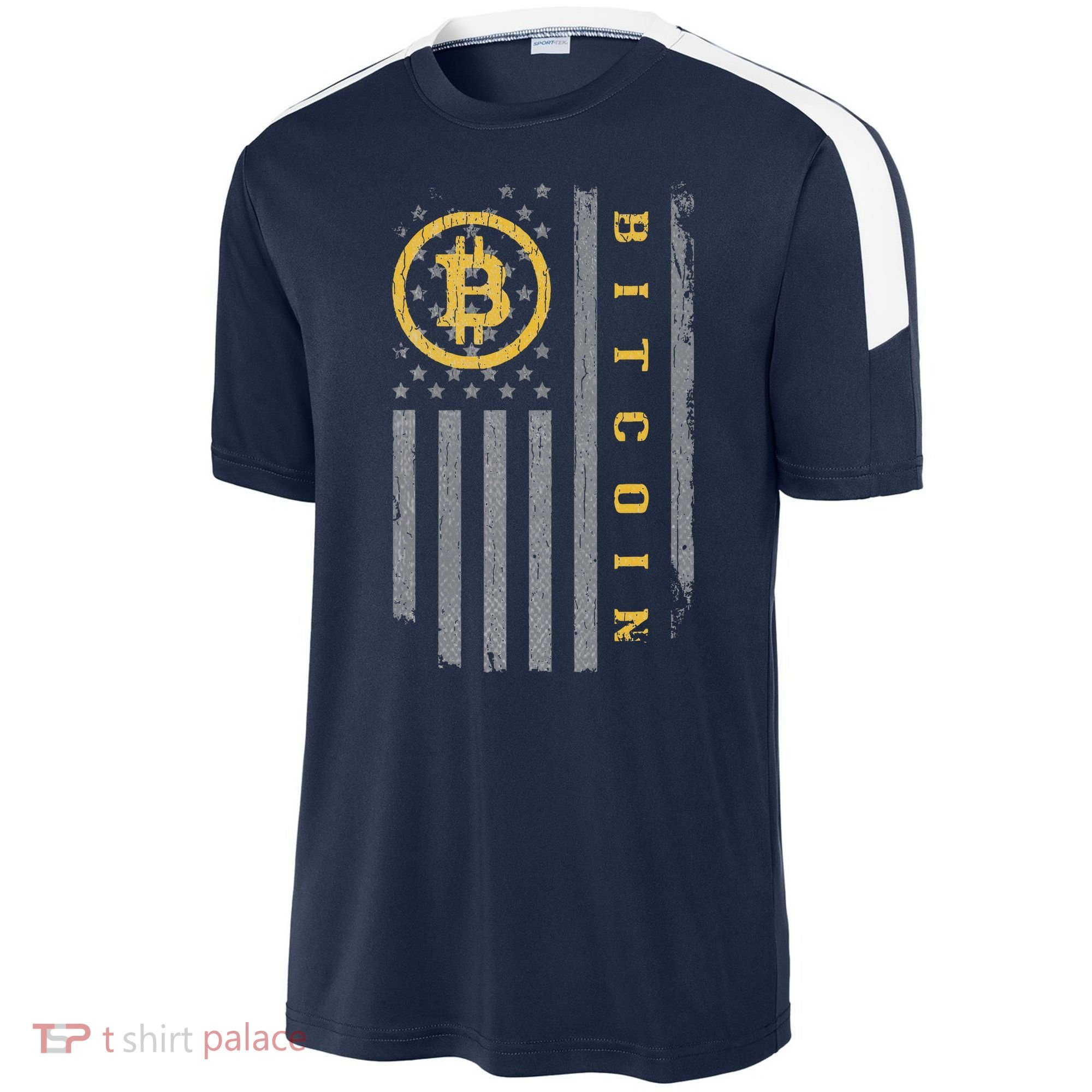 Usa Flag Bitcoin Distressed Digital Currency Btc Crypto Coin Sport-Tek Competitor United Soccer Jersey