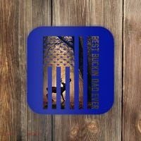Usa Flag Best Buckin Dad Ever Deer Hunting Fathers Day Gift Meaningful Gift Coaster thumb 0