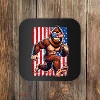 Usa Flag Bigfoot Running 4th Of July Coaster thumb 0
