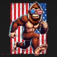 Usa Flag Bigfoot Running 4th Of July Coaster thumb 2