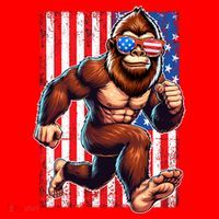 Usa Flag Bigfoot Running 4th Of July Santa Hat thumb 1