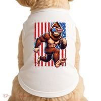 Usa Flag Bigfoot Running 4th Of July Doggie Tank thumb 0