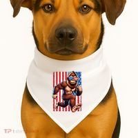 Usa Flag Bigfoot Running 4th Of July USA-Made Doggie Bandana thumb 1