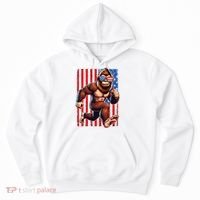 Usa Flag Bigfoot Running 4th Of July Hoodie thumb 0