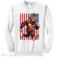 Usa Flag Bigfoot Running 4th Of July Sweatshirt thumb 0