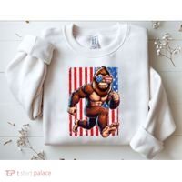 Usa Flag Bigfoot Running 4th Of July Sweatshirt thumb 2