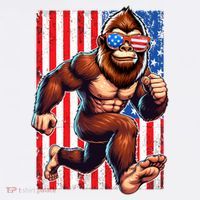 Usa Flag Bigfoot Running 4th Of July Sweatshirt thumb 3