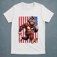 Usa Flag Bigfoot Running 4th Of July T-Shirt thumb 5