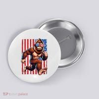 Usa Flag Bigfoot Running 4th Of July Button thumb 0